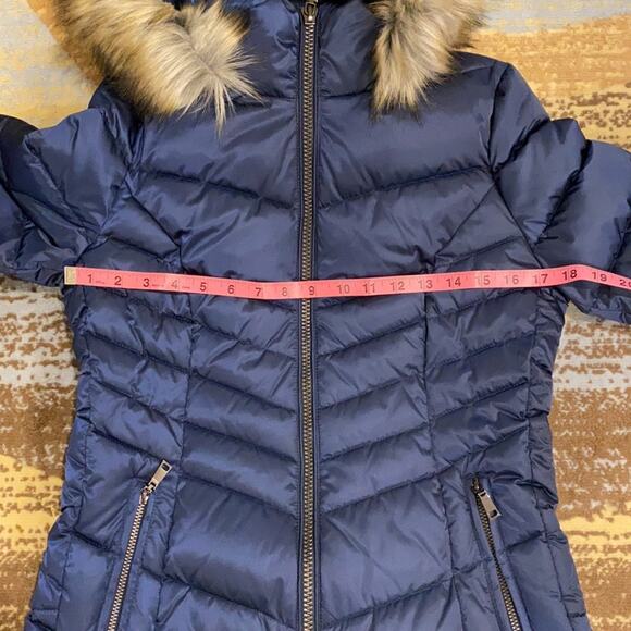 NWT INC International Concepts Faux-Fur Trim Hooded Puffer Co Royal blue S - Picture 14 of 16